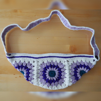 FLORAL Fanny Pack - PURPLE & WHITE handmade bag